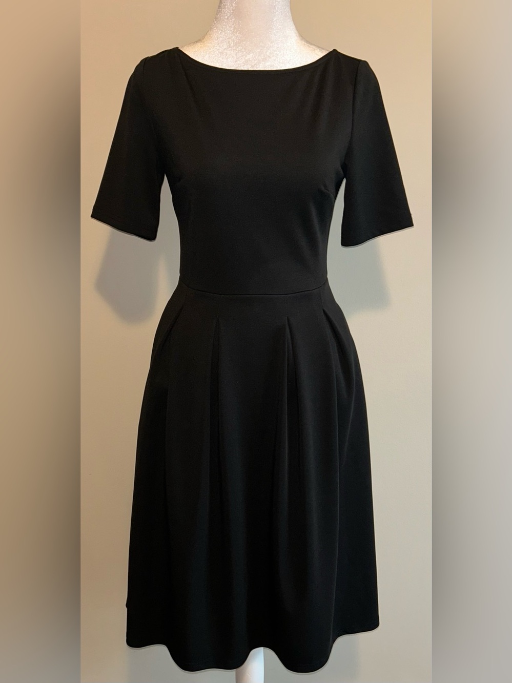 Women’s Black Midi Fit-and-Flare Dress